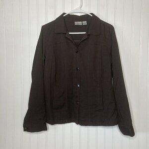 Chicos 1 Brown Button Up Unlined ‘Jean’ Button Up Side Pockets Jacket Blazer-M/8